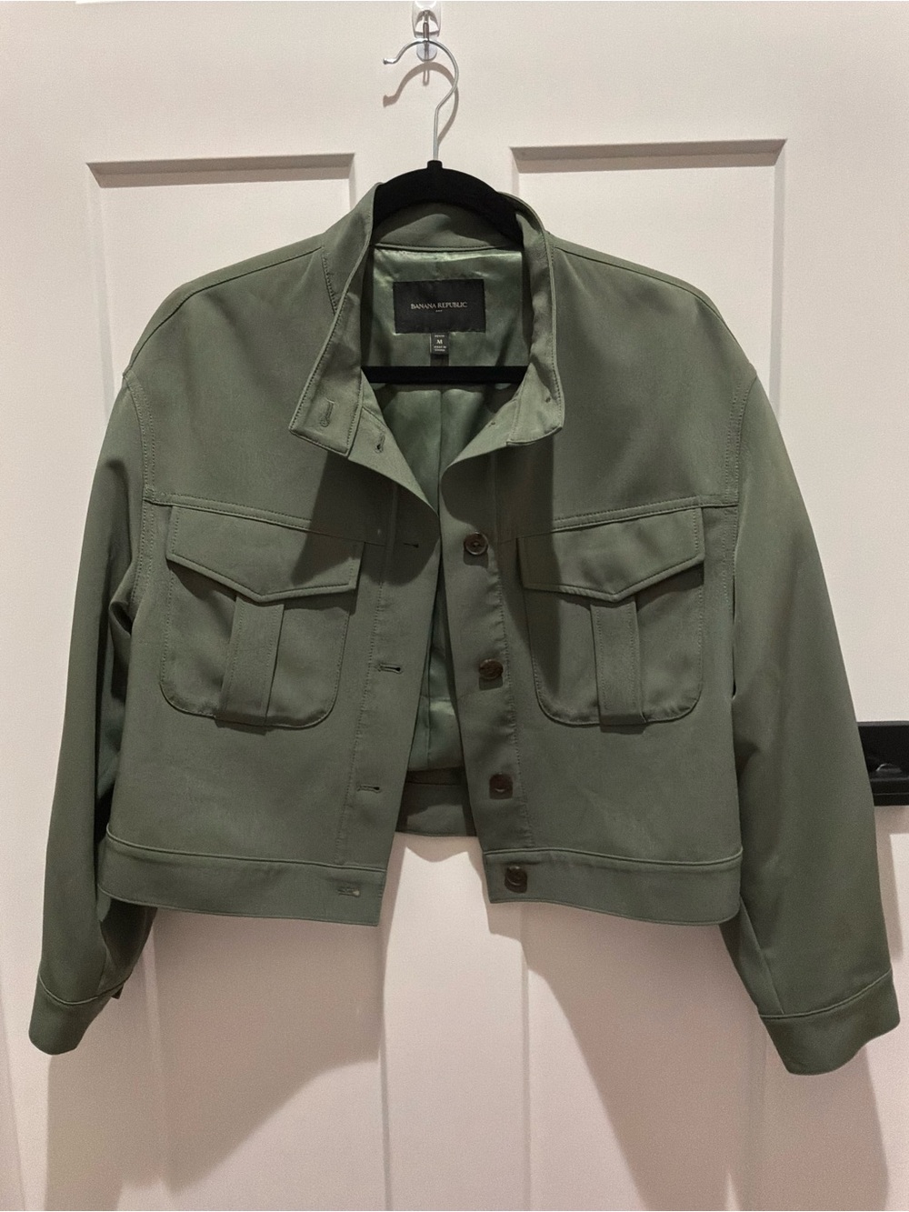 Banana Republic Sage Green Utility Crop Jacket